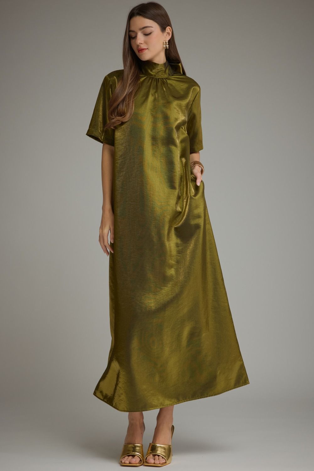 Satin High Neck Maxi