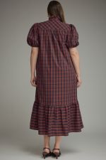 plus size puff sleeve midi dress