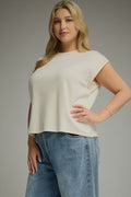 PLUS SIZE Ecru popover top
