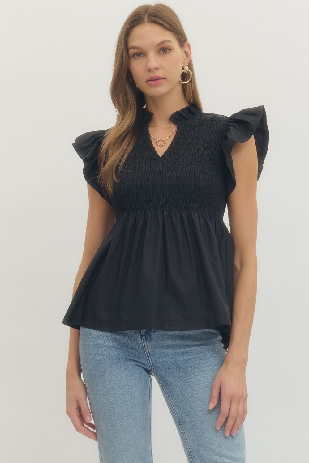 Elegant Black Ruffle Top