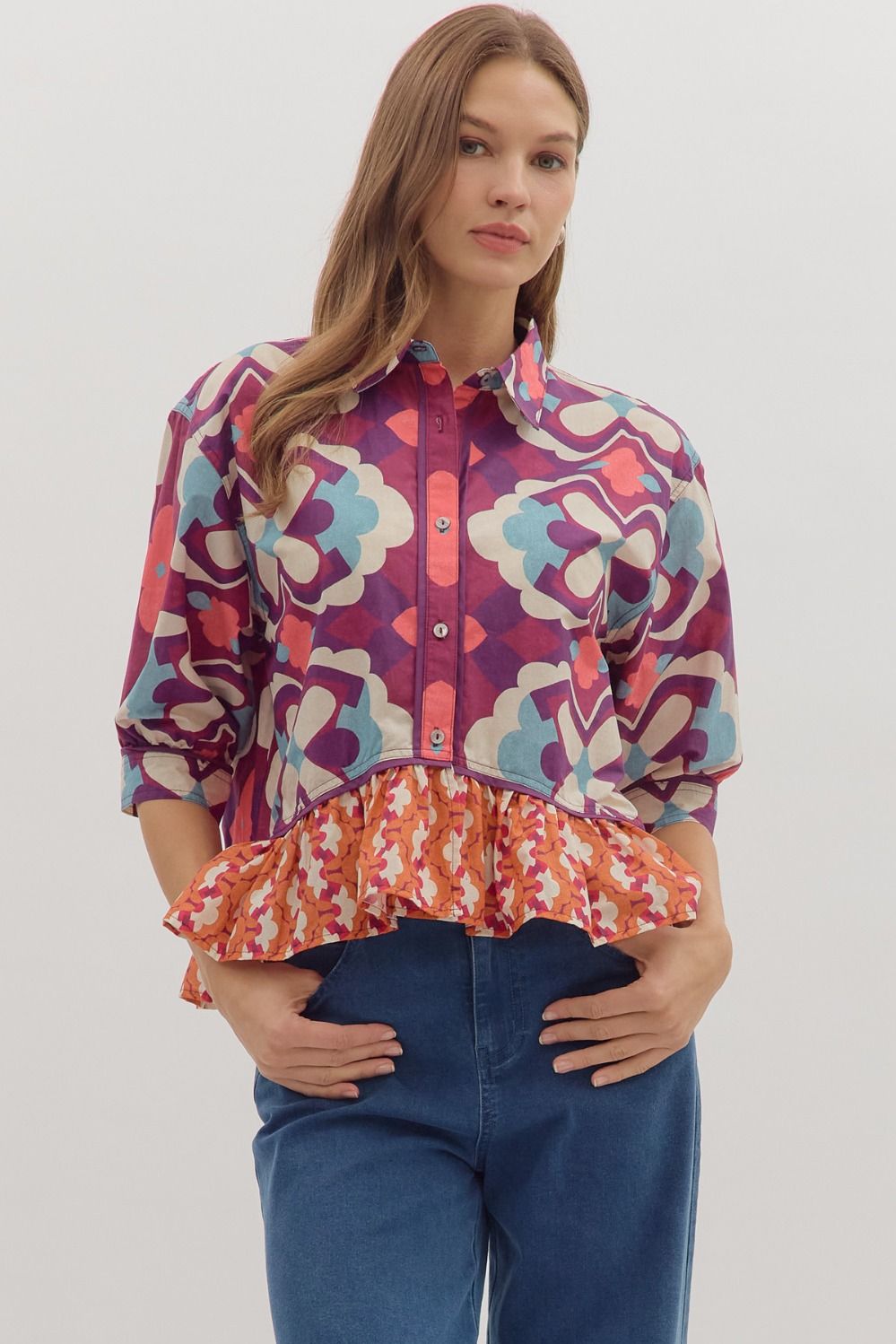 Floral print 3/4 sleeve top