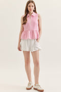 Pink Gingham sleeveless Top
