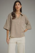 PLUS SIZE - The Main Street Brown Gingham Top