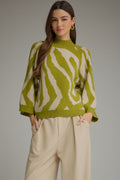 Abstract Mock Neck Sweater