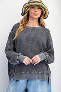 mineral washed thermal pullover