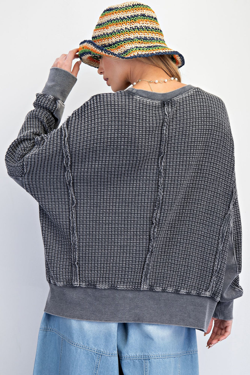mineral washed thermal pullover