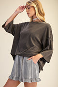 WASHED COTTON JERSEY LOOSE FIT TOP
