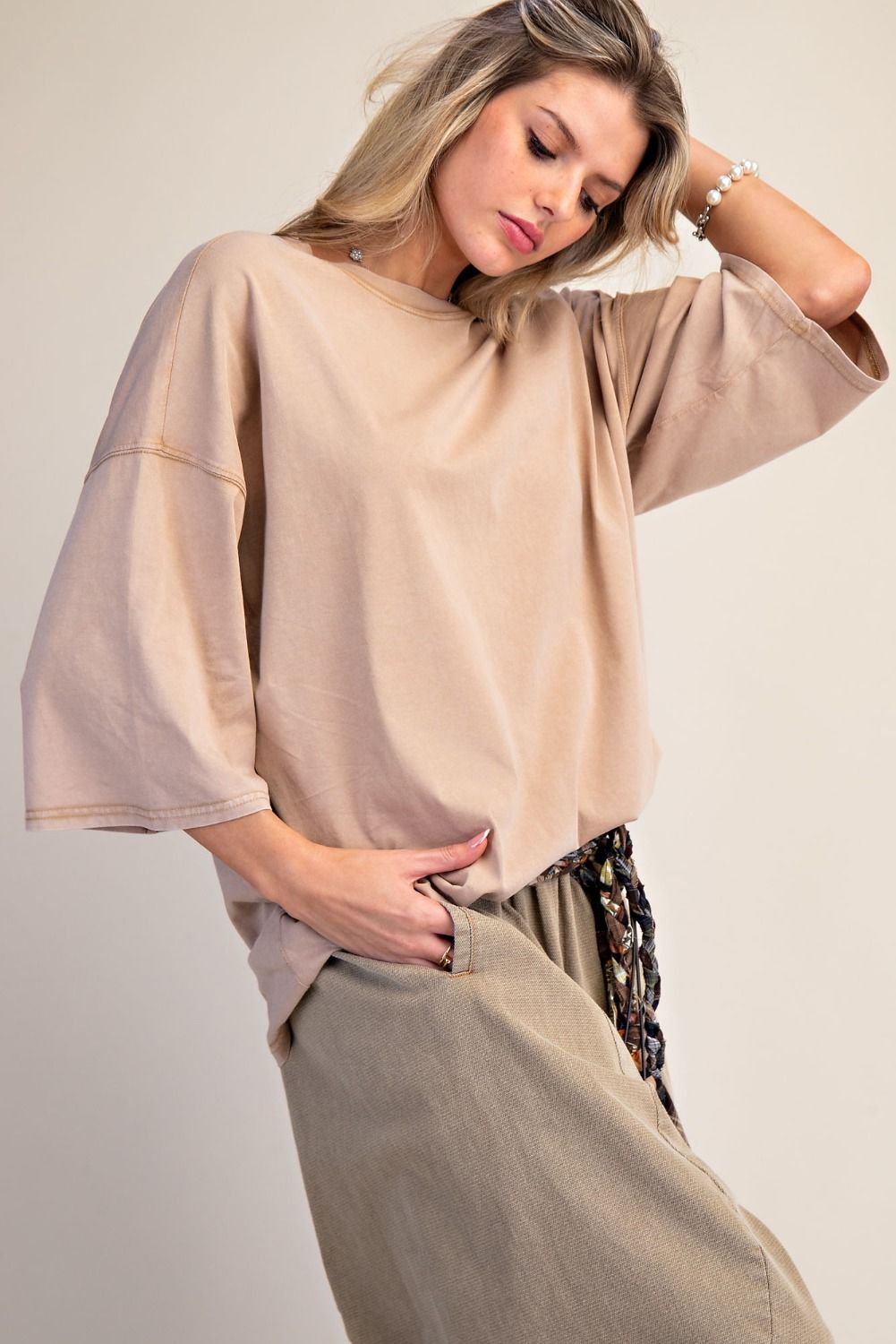 Toast - WASHED COTTON JERSEY LOOSE FIT TOP