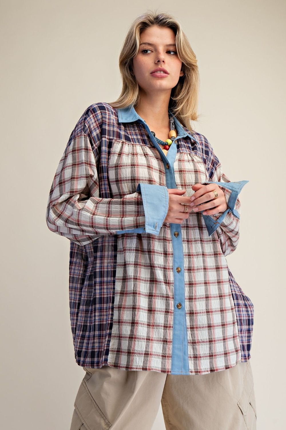 Plaid Mix Button down shirt