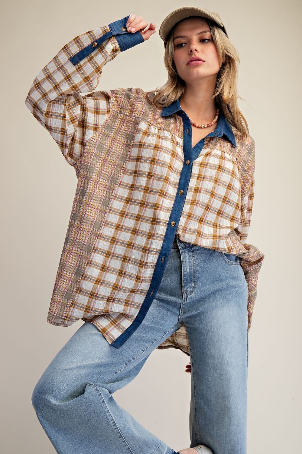 Plaid Mix Button down shirt