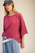 PLUS SIZE-WASHED COTTON SLUB OVERSIZED TOP