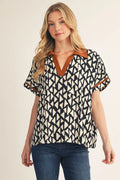v-neck Geo print top