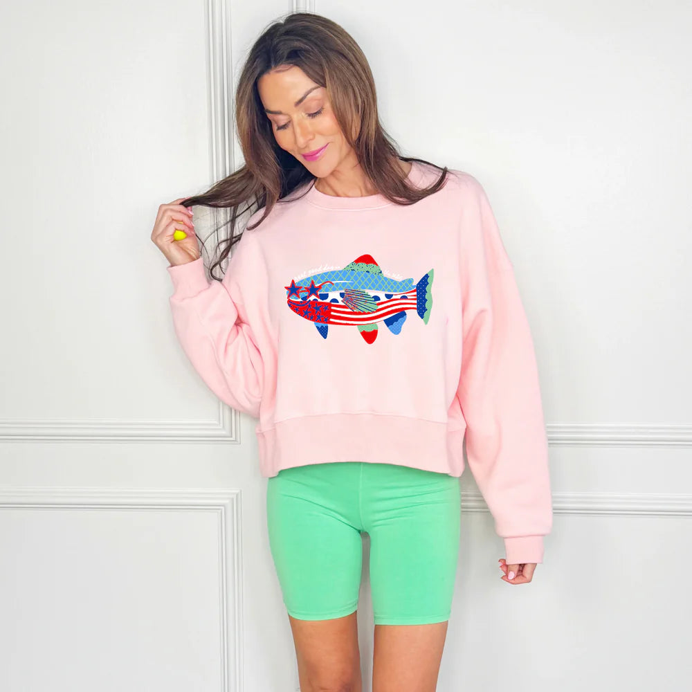 USA Reel Good Day Crop Sweatshirt