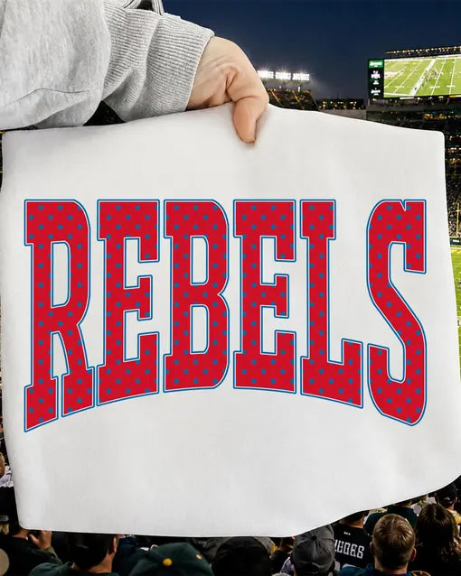 Rebels red/blue polka dot tee