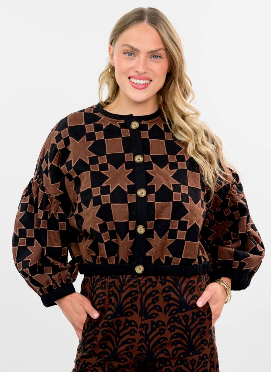 Quilt Star Jacket in Brown & Black