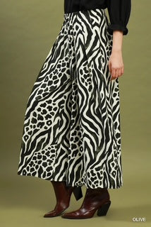 plus size Animal Print Wide leg pants