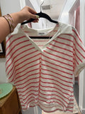 Red/White Knit Top