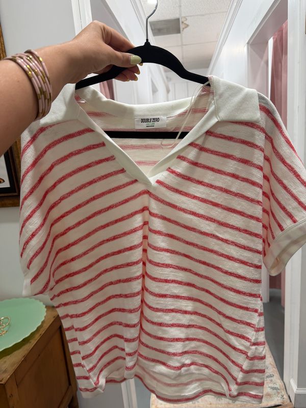 Red/White Knit Top