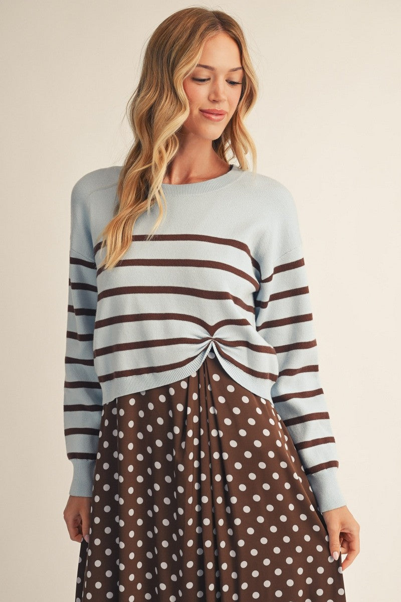 Knot Detail Stripe Sweater Top