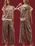 2 pc velvet zebra set - lt brown