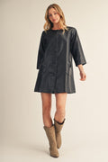 Cute Side Pocket Faux Leather Dress