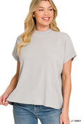 Viscose Mock Neck Short Sleeve Boxy Sweater