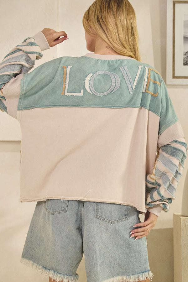 Love You More Patchwork Sweatshirt