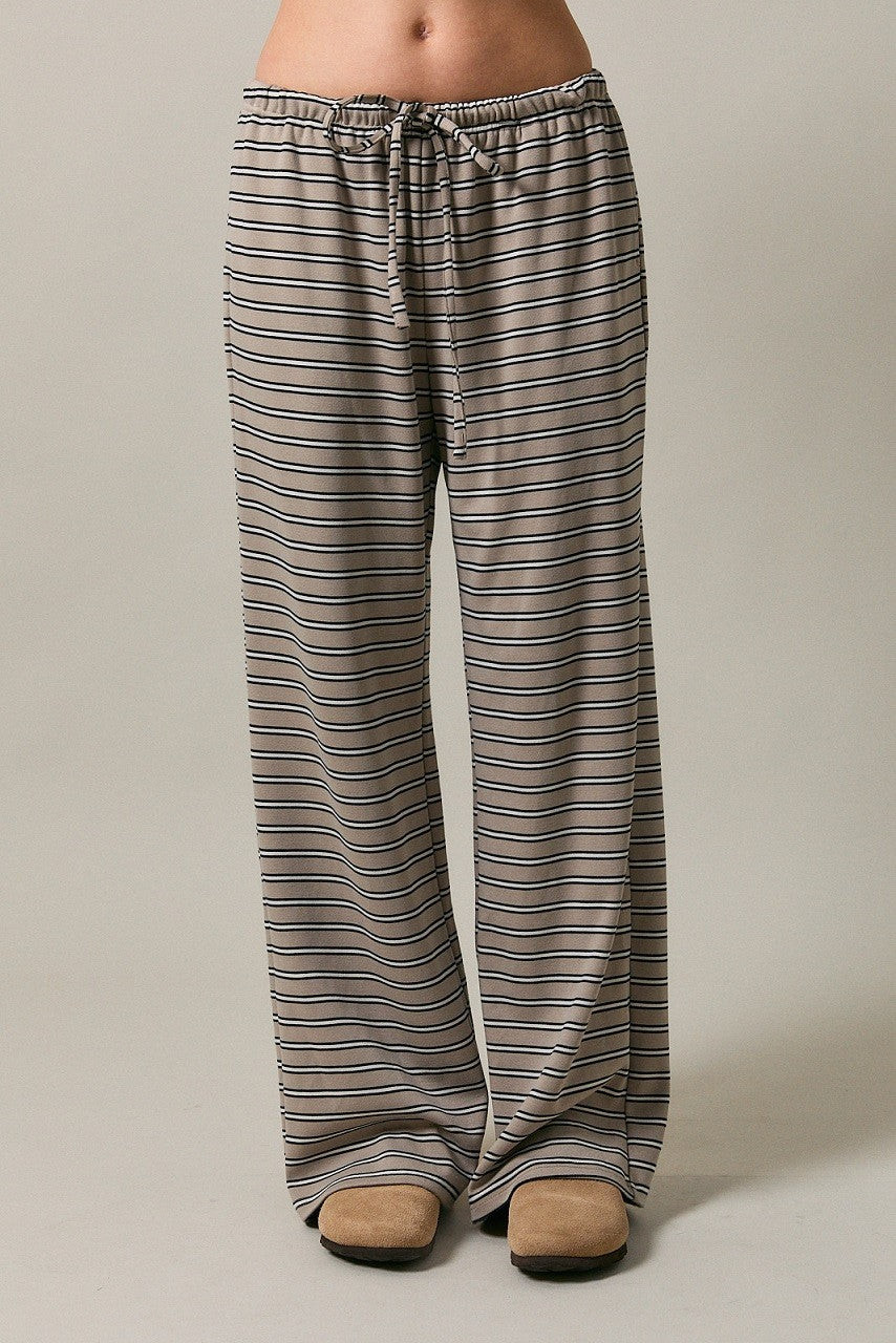 Wide leg MAUVE- BROWN stripe pants