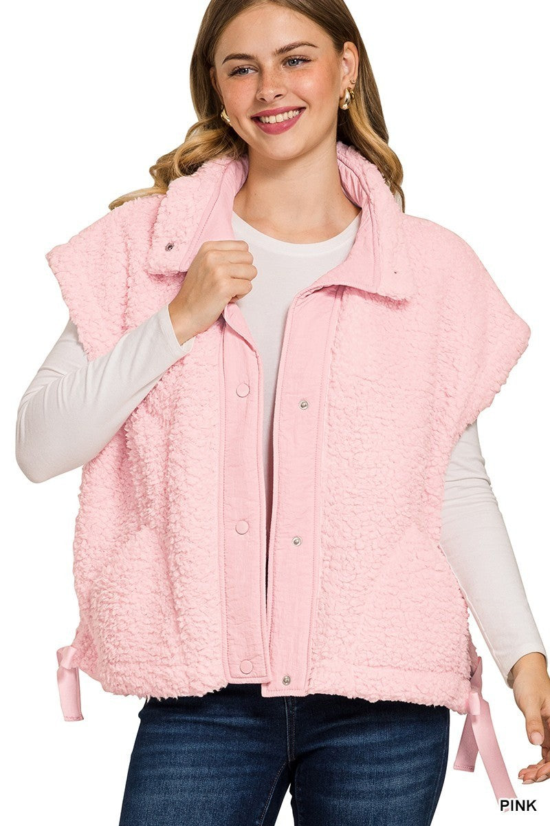 Paige Sherpa Vest- Pink