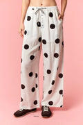 Polka Dot Printed Gauze Button Detail Lounge Pants