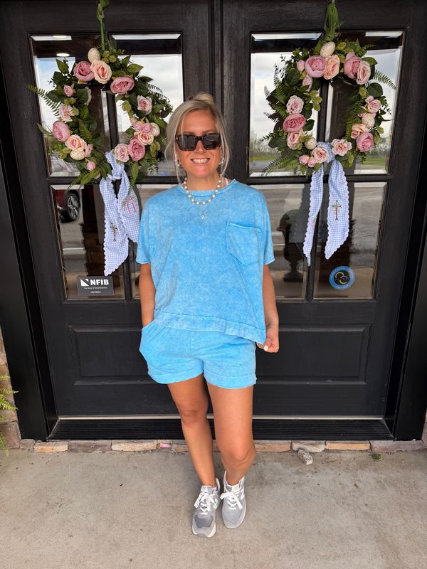Halo snow washed boxy top & shorts set