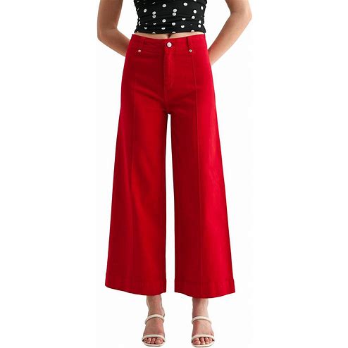 High-Rise / Ankle Wide Red Mica Denim jeans