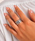 Budha Girl Silver All Weather Rings (Set of 3)