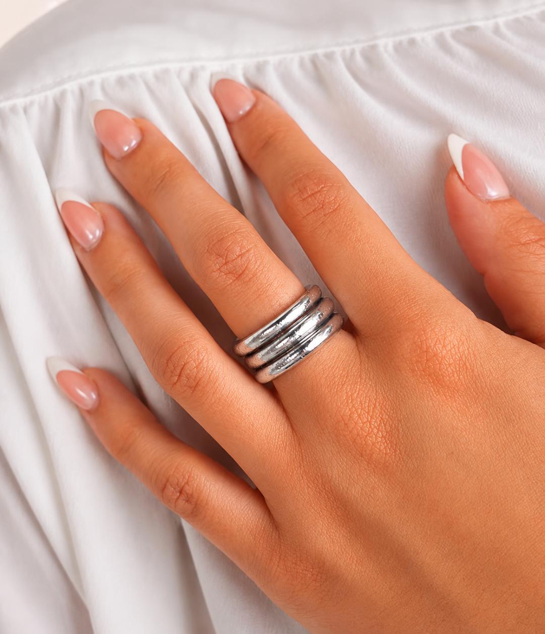 Budha Girl Silver All Weather Rings (Set of 3)