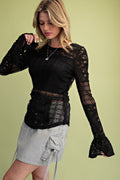 LACE MIX SHEERED TOP