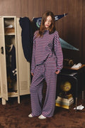Long sleeve LT BLUE- BURG stripe boxy top