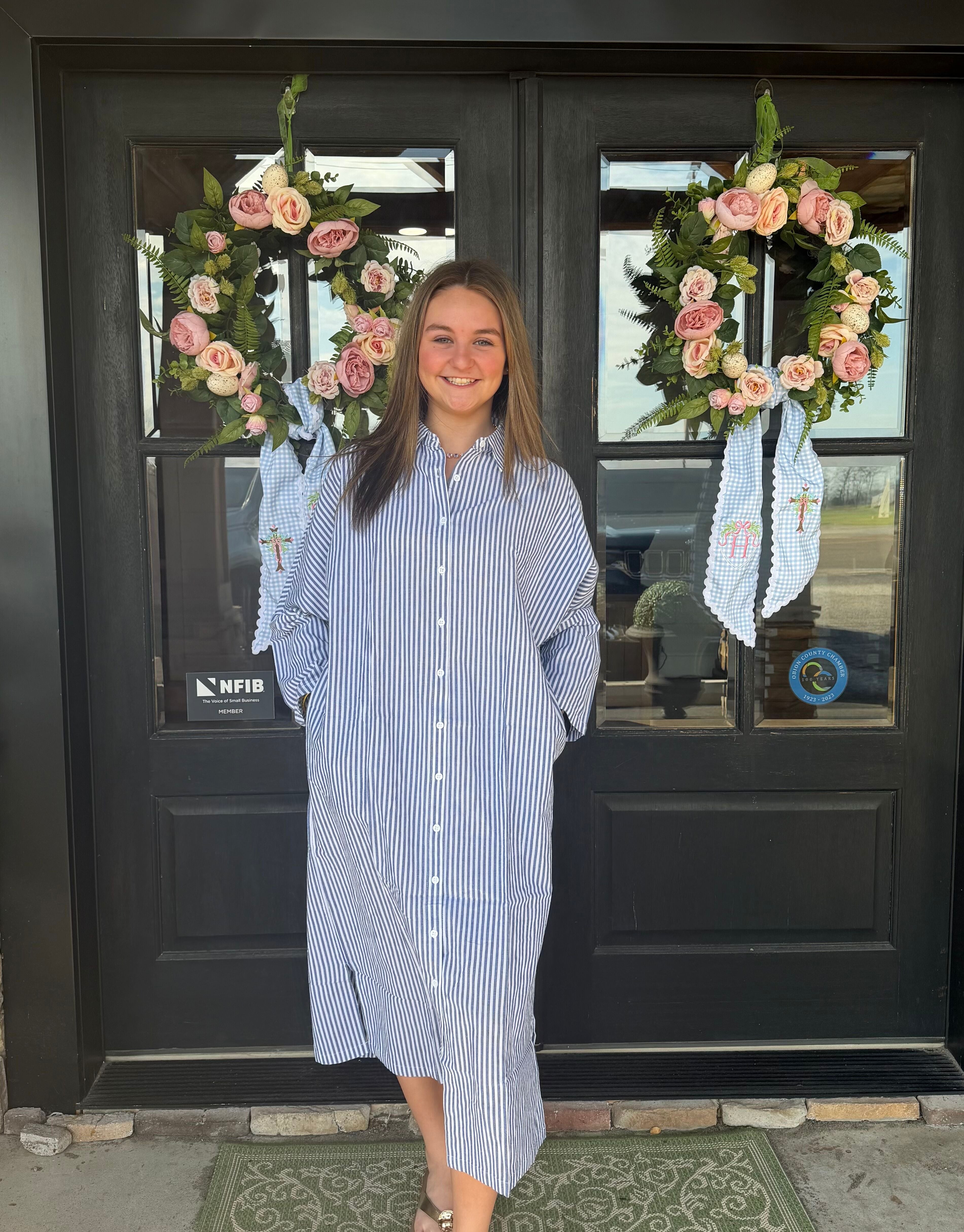 Striped Midi Shirt Dress