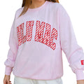 Lulu Mac Peppermint Stripe on Pink sweatshirt